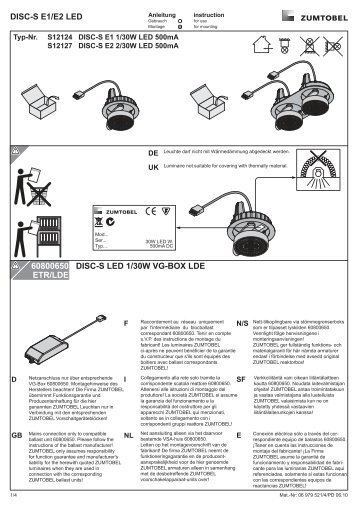 DISC-S E1/E2 LED 60800650 ETR/LDE DISC-S LED 1 ... - luxoworks