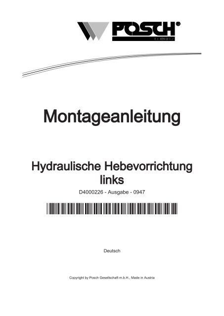 Hydraulische Hebevorrichtung links - Posch