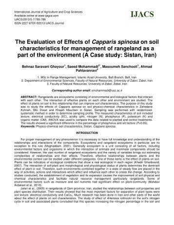 The Evaluation of Effects of Capparis spinosa on soil characteristics ...