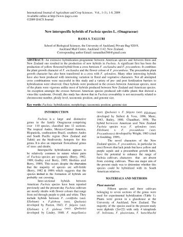 New interspecific hybrids of Fuchsia species L. (Onagraceae)