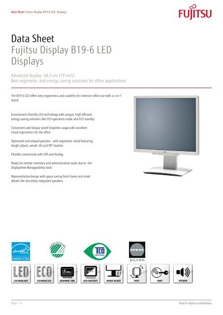 Data Sheet Fujitsu Display B19-6 LED Displays - bei Fujitsu ...