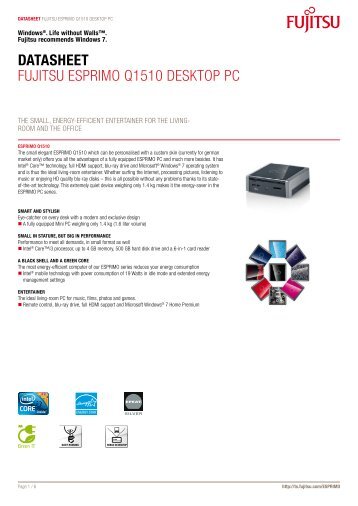 Datasheet Fujitsu EsPRiMO Q1510 DEsktOP PC - bei Fujitsu ...