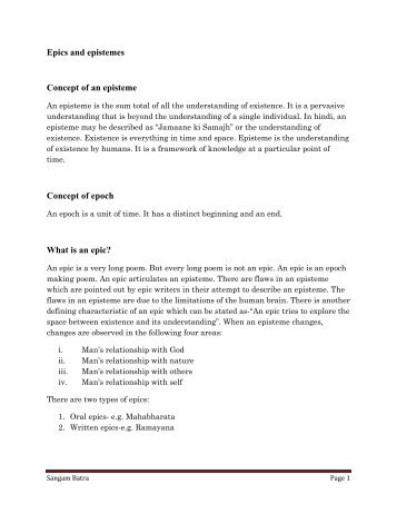 Epics and epistemes Concept of an episteme ... - DAIICT Intranet