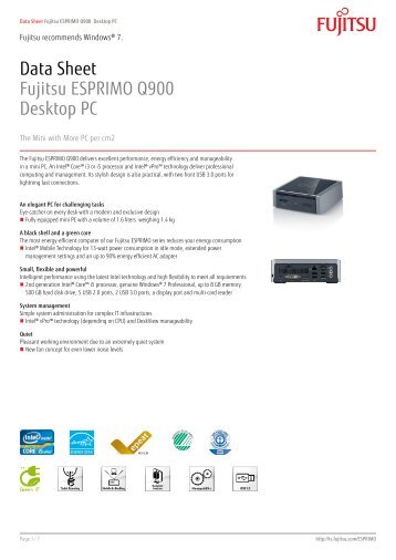 Data Sheet Fujitsu ESPRIMO Q900 Desktop PC - bei Fujitsu ...