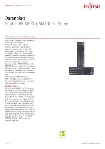 Datenblatt Fujitsu PRIMERGY MX130 S1 Server - bei Fujitsu ...