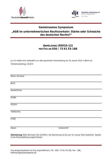 Gemeinsames Symposium* âAGB im ... - Deutscher Anwaltverein