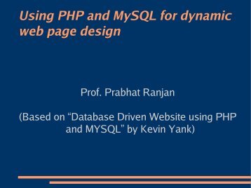 Lecture on MySQL/PHP - DAIICT Intranet