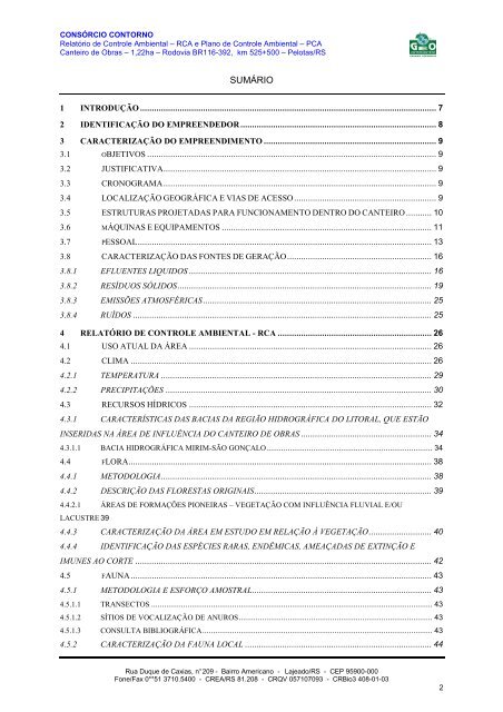RELATÓRIO DE CONTROLE AMBIENTAL - RCA E PLANO ... - Ibama