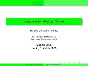 Equations for Modular Curves - Magma