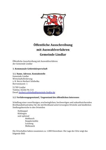 detaillierter Ausschreibungstextes - Breitband.NRW