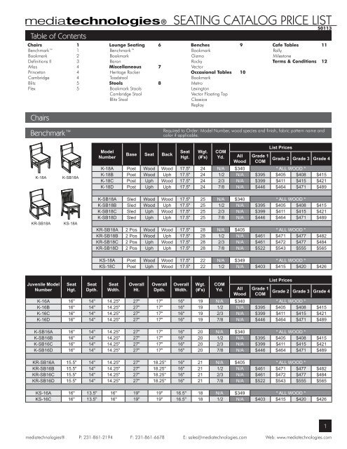 SEATING CATALOG PRICE LIST - Library and Classroom Furniture ...