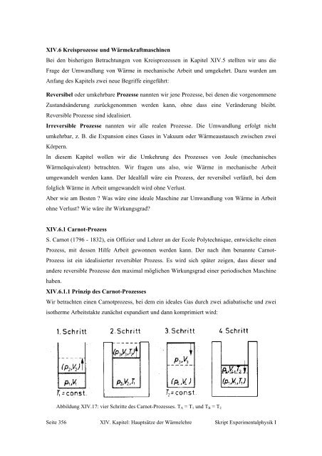 XIV.6 Kreisprozesse und Wärmekraftmaschinen Bei den bisherigen ...