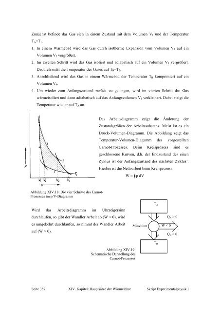 XIV.6 Kreisprozesse und Wärmekraftmaschinen Bei den bisherigen ...