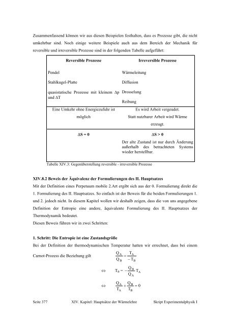 XIV.6 Kreisprozesse und Wärmekraftmaschinen Bei den bisherigen ...