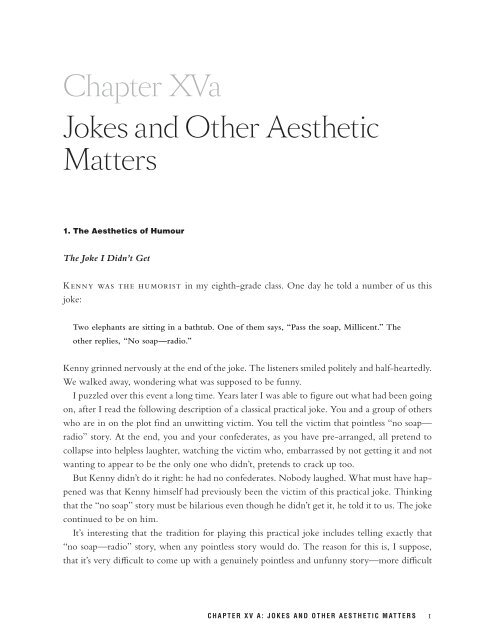 Chapter XVa Jokes and Other Aesthetic Matters - Broadview Press ...