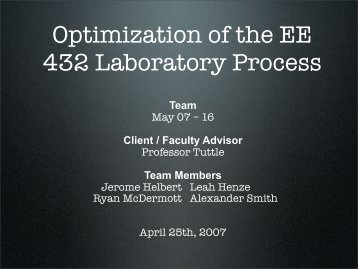 Optimization of the EE 432 Class Fabrication ... - Senior Design