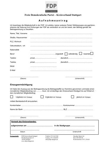 Mitgliedsantrag zum Ausdrucken (pdf) - FDP Stuttgart