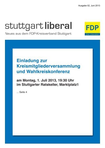 Einladung zur Kreismitgliederversammlung und ... - FDP Stuttgart