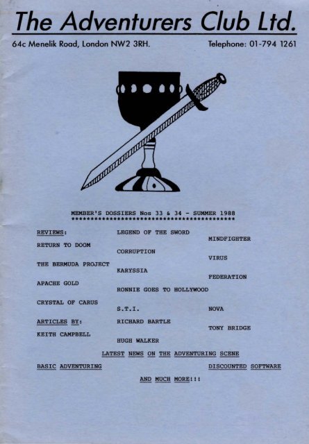 The Adventurers Club Ltd. - Museum of Computer Adventure Game ...