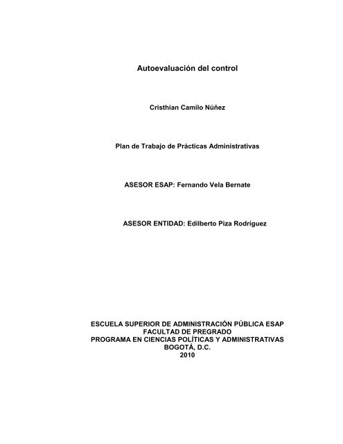 Autoevaluación del Control - CDIM - ESAP - Escuela Superior de ...
