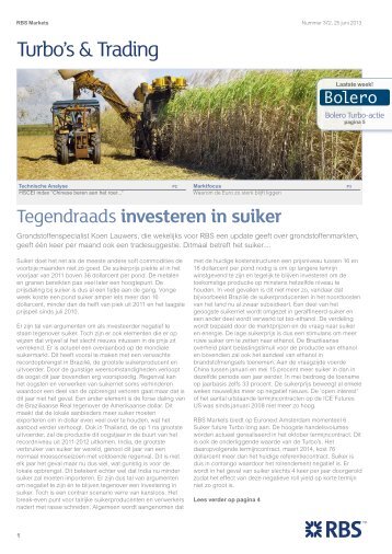 Tegendraads investeren in suiker - RBS - Royal Bank of Scotland