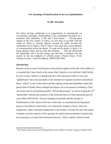 New meanings of Panafricanism in the era of globalisation