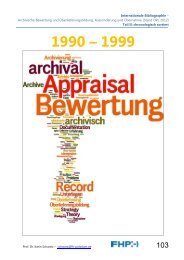 Internationale Bibliographie – Archivische Bewertung und ...