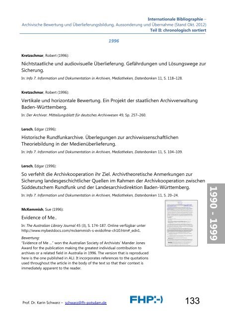 Internationale Bibliographie – Archivische Bewertung und ...