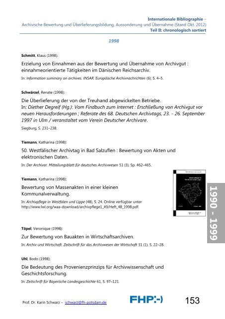 Internationale Bibliographie – Archivische Bewertung und ...