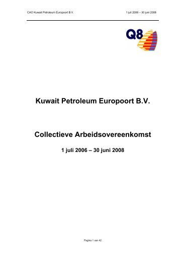 Kuwait Petroleum Europoort B.V. Collectieve ... - CAOweb