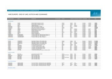 AWE EUROPE - END OF LINE, B STOCK AND CLEARANCE