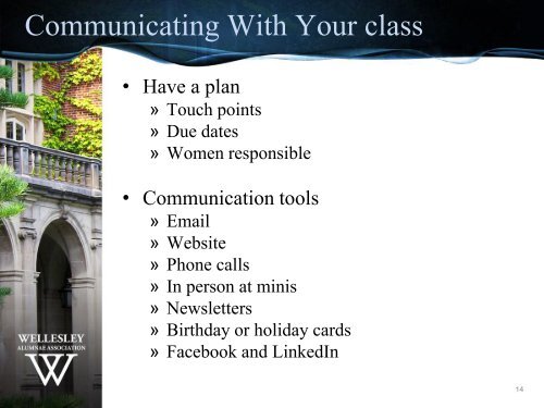 Engaging Your Classmates: - Wellesley College