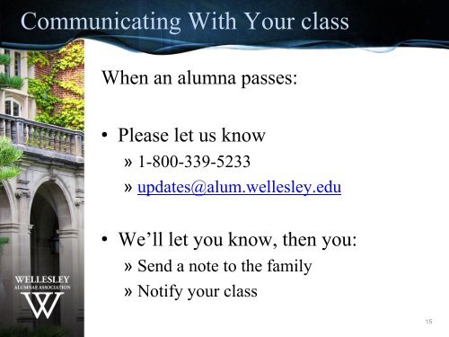 Engaging Your Classmates: - Wellesley College