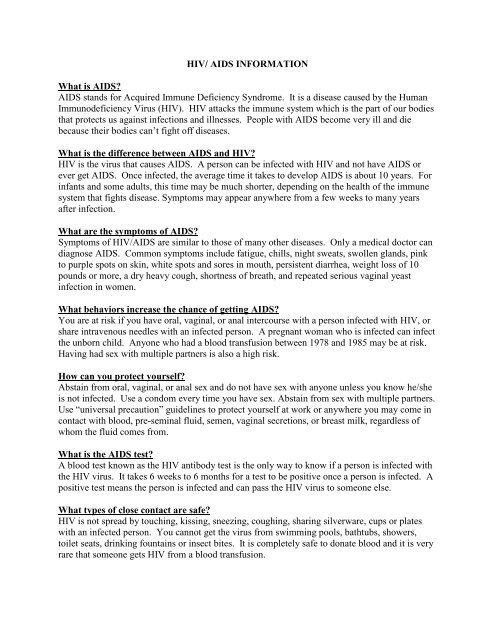 HIV and AIDS information