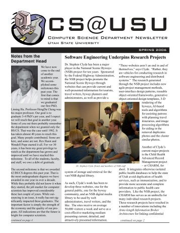 Computer Science Department Newsletter - Utah State University