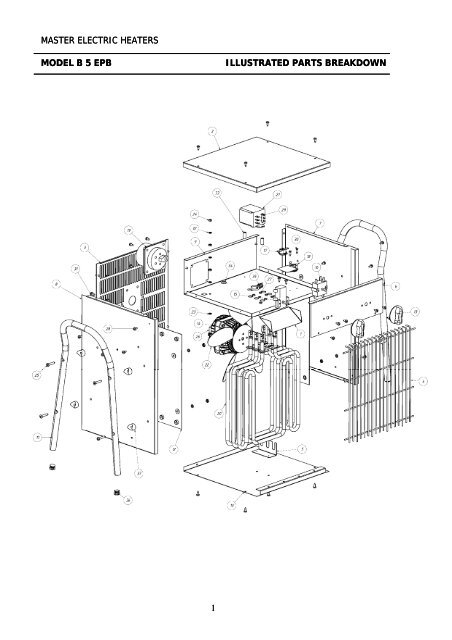 master electric heaters model b 5 epb illustrated parts breakdown ...