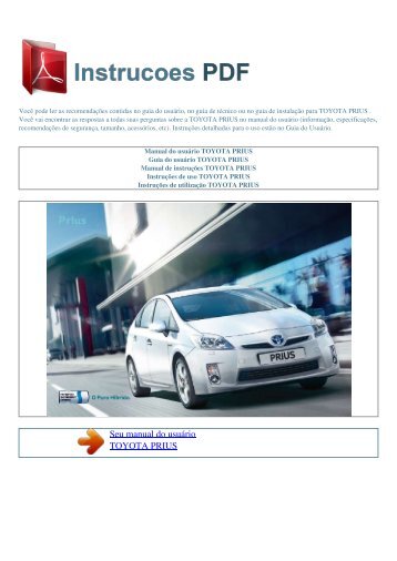 Manual do usuário TOYOTA PRIUS - INSTRUCOES PDF