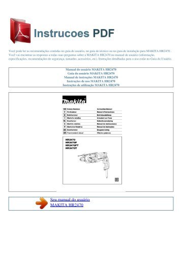 Manual do usu醨io MAKITA HR2470 - INSTRUCOES PDF