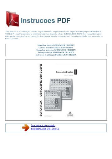 Manual do usuário BEHRINGER UB1202FX - INSTRUCOES PDF