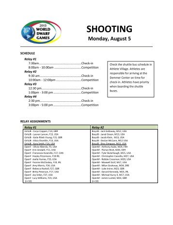 SHOOTING - 2013 World Dwarf Games