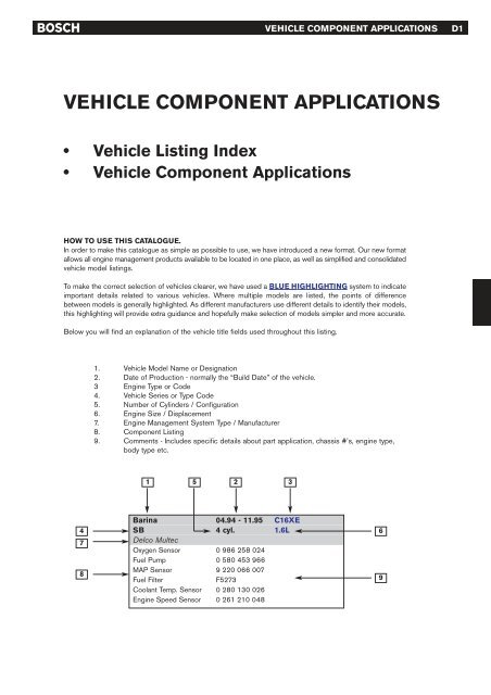 Vehicle component applications