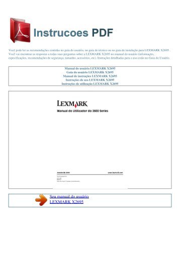 Manual do usuário LEXMARK X2695 - INSTRUCOES PDF