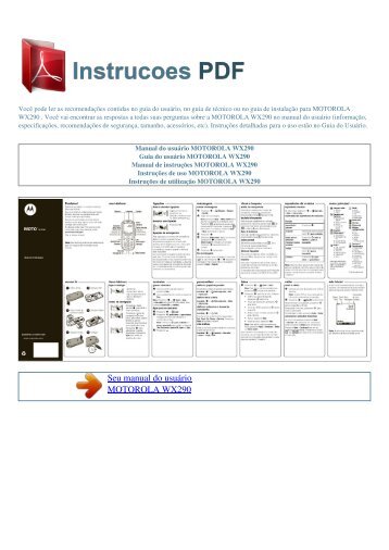 Manual do usuário MOTOROLA WX290 - INSTRUCOES PDF