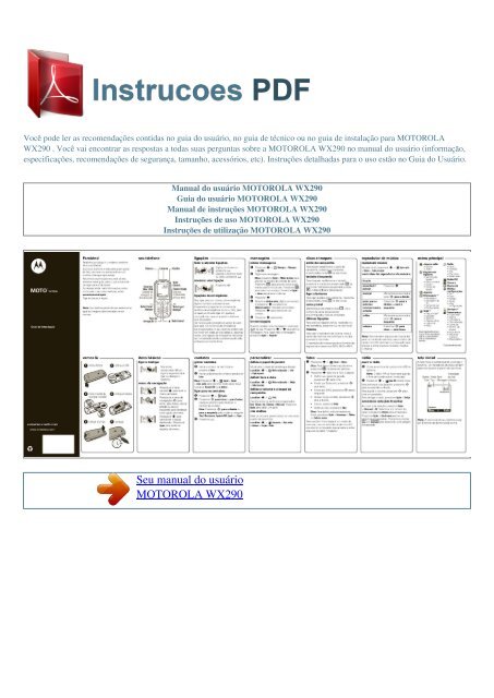 Manual do usuário MOTOROLA WX290 - INSTRUCOES PDF