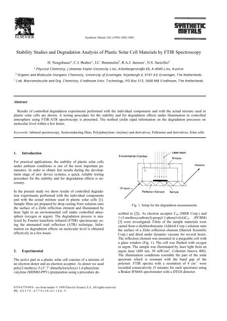 Stability Studies and Degradation Analysis of Plastic Solar Cell ...