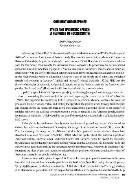 Ethos and Epideictic Speech