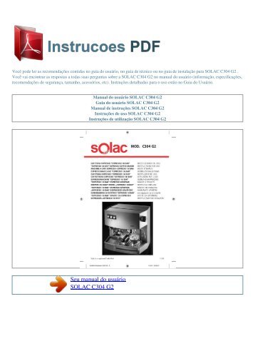 Manual do usuário SOLAC C304 G2 - INSTRUCOES PDF