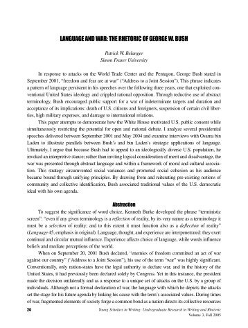 george w bushs language comprising the war After 9/11, george w bush initiated a new foreign policy stance known as the bush doctrine, based on the idea that the united states should take preemptive action against threats to its national security. george w bushs language comprising the war After 9/11, george w bush initiated a new foreign policy stance known as the bush doctrine, based on the idea that the united states should take preemptive action against threats to its national security.