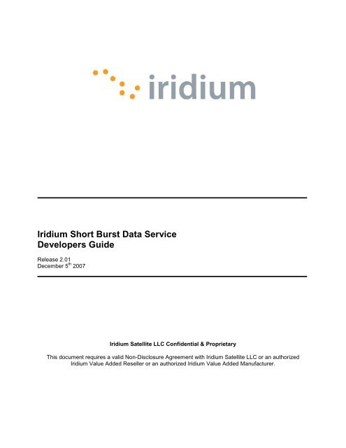 Iridium Short Burst Data Service Developers ... - Discoverytelecom.eu