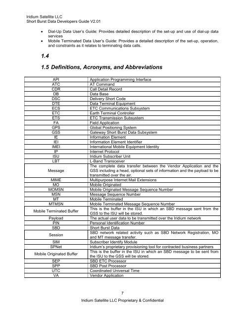 Iridium Short Burst Data Service Developers ... - Discoverytelecom.eu